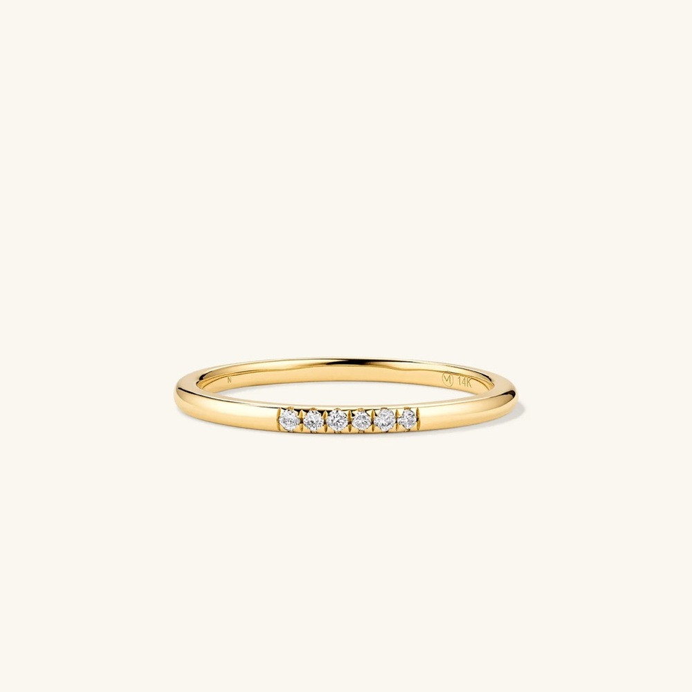 Mejuri Gold Ring with White Stones SIZE 8